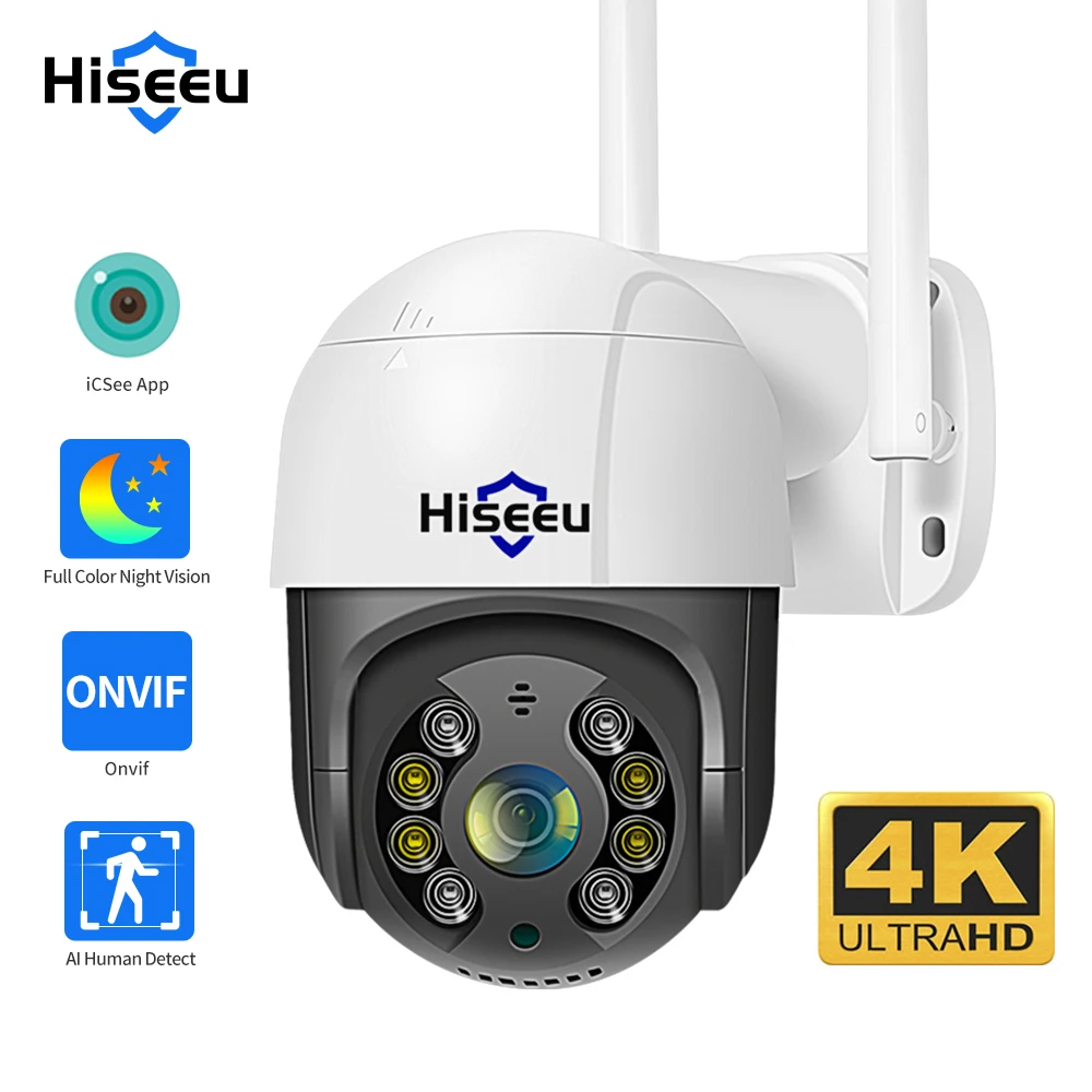 Home Security Ai - Hiseeu 8MP 4K PTZ Wifi Camera