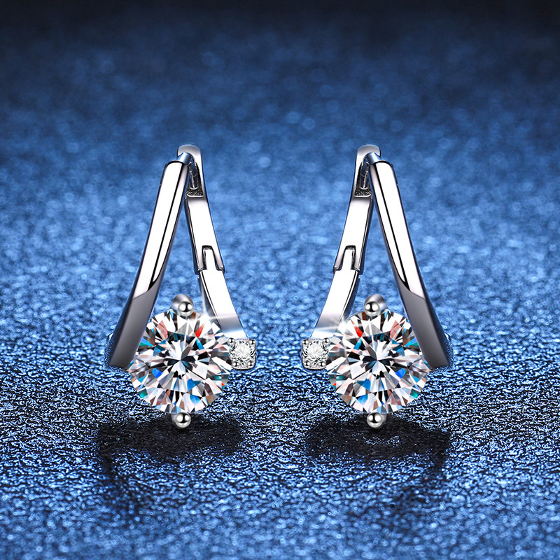 Home Security Companies - 18K platinum diamond moissanite earrings for