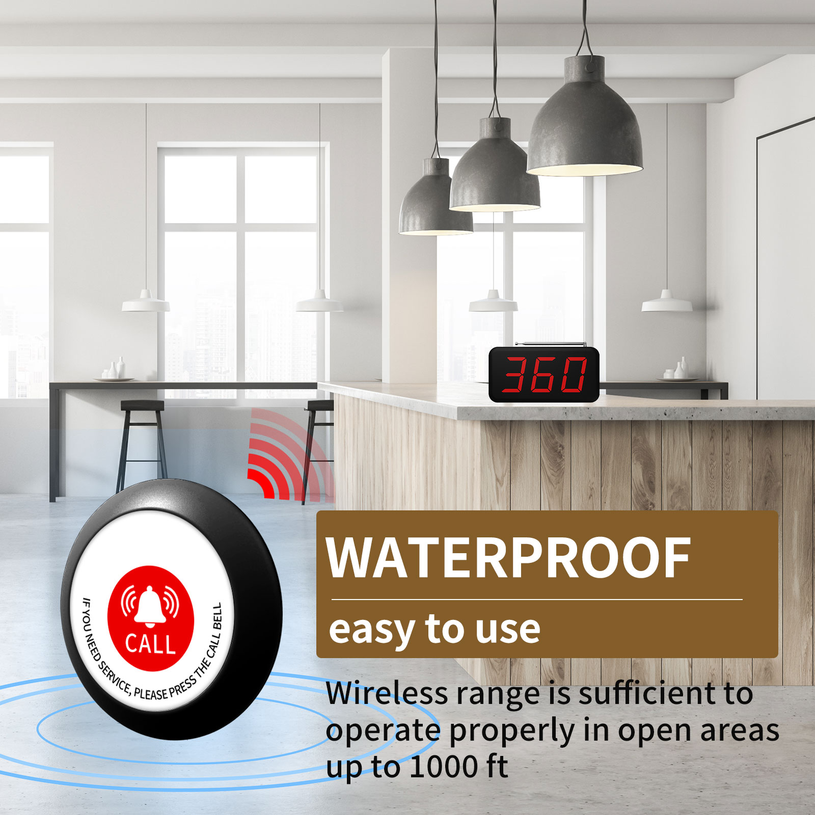 Wireless 3-Digits Cafe Buzzer  - Home Security Companies ulasan dan harga