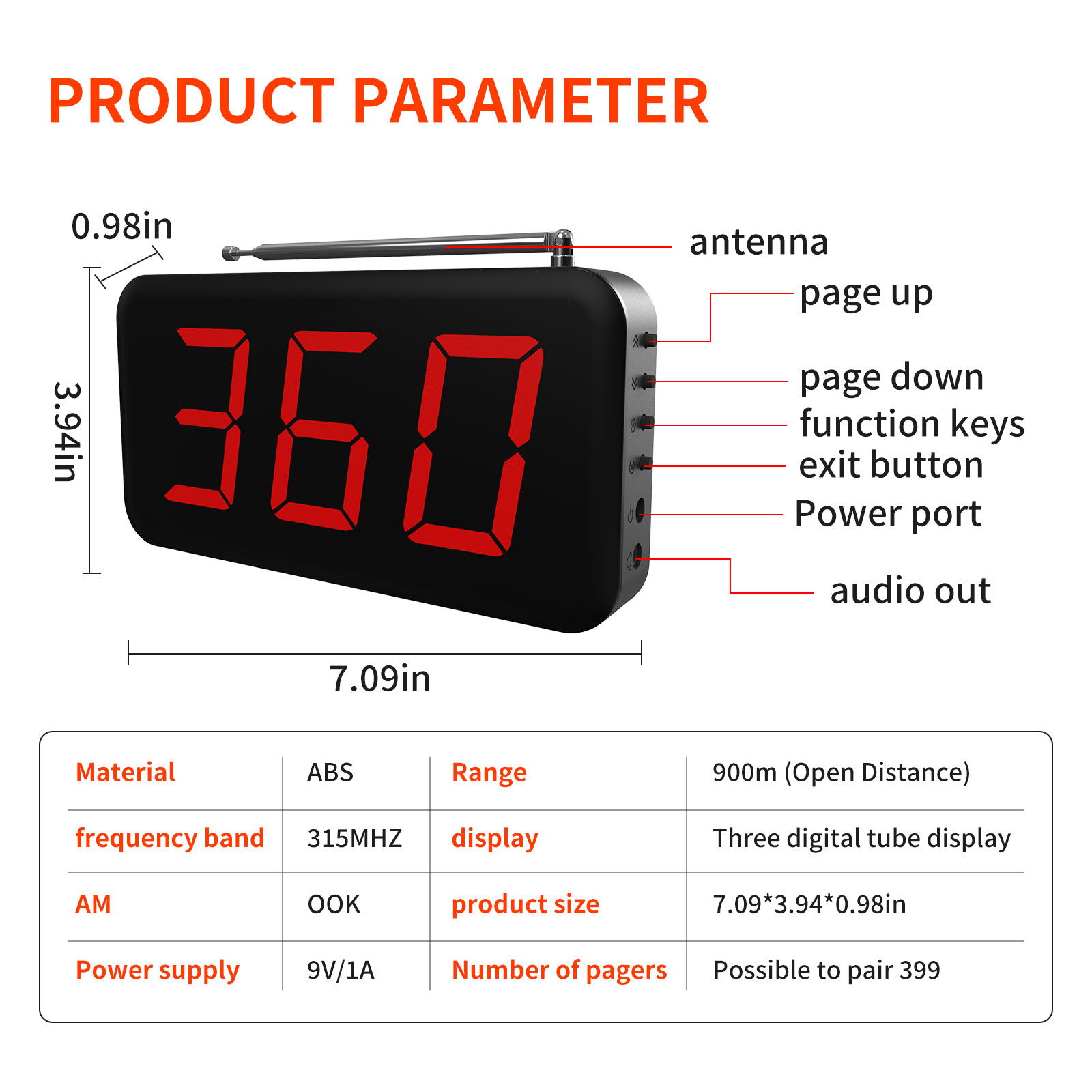 Wireless 3-Digits Cafe Buzzer  - Home Security Companies ulasan dan harga