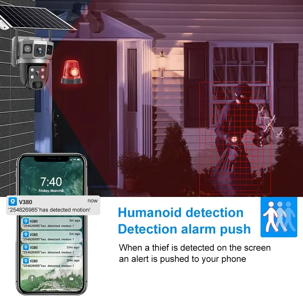 V380 4K 3 Screens 4G Camera So - Home Security Ai ulasan dan harga