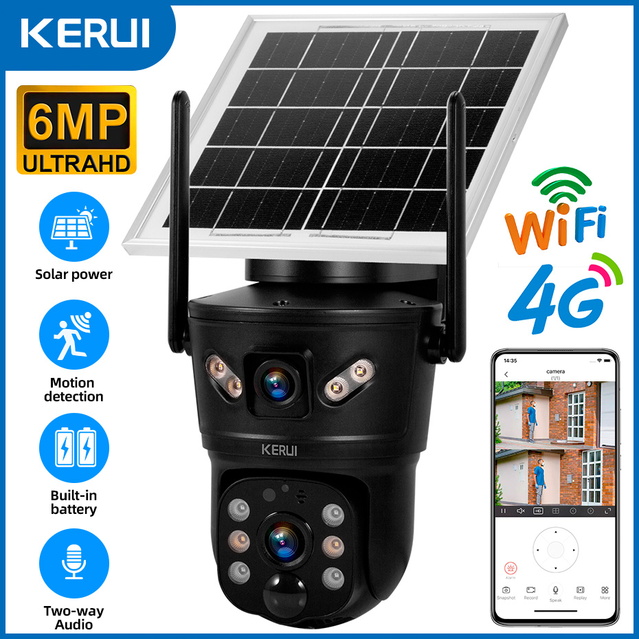 KERUI Outdoor 6MP Solar Camera - Home Security For Windows ulasan dan harga