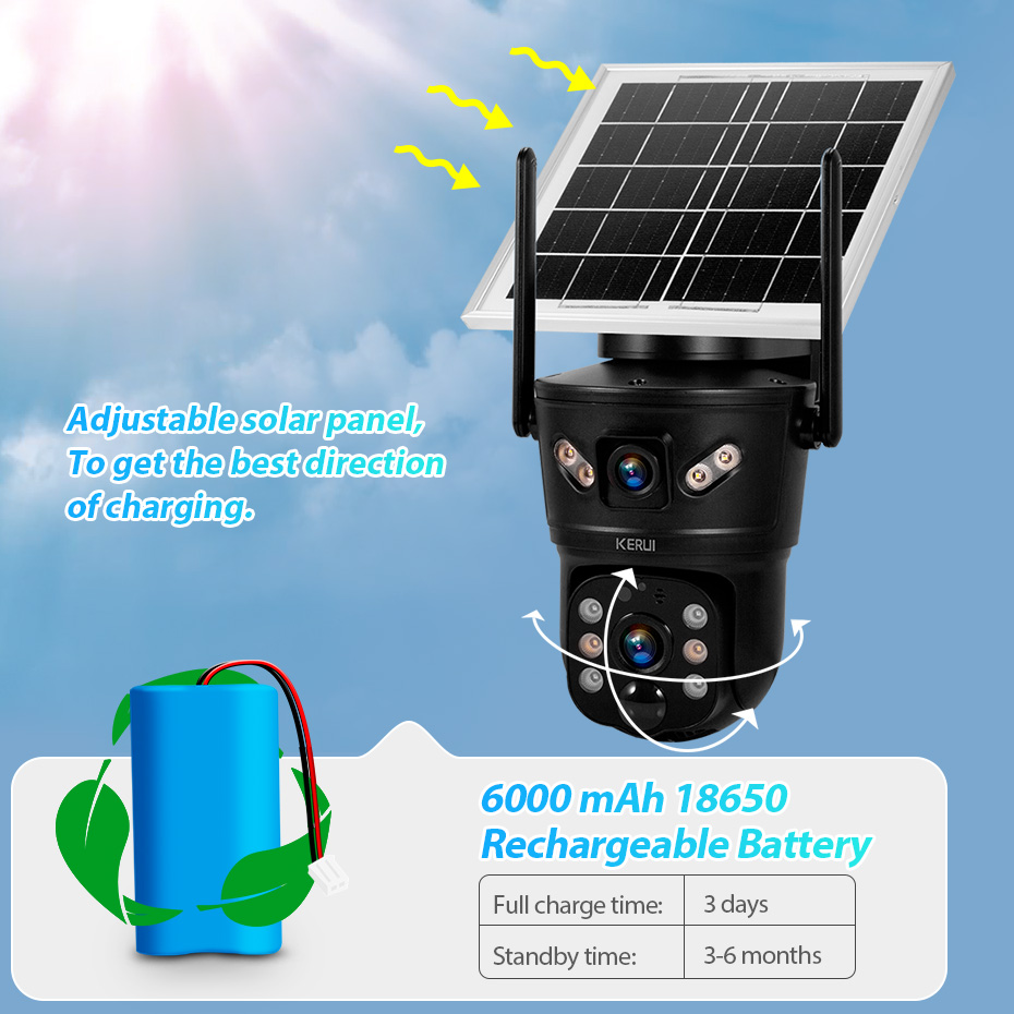 KERUI Outdoor 6MP Solar Camera - Home Security For Windows ulasan dan harga