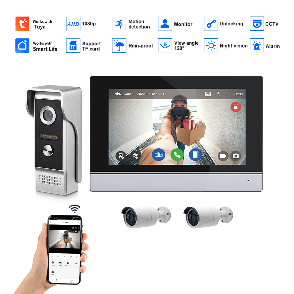 7Inch IPS Screen 2MP  Tuya Rem - Home Security Technician ulasan dan harga