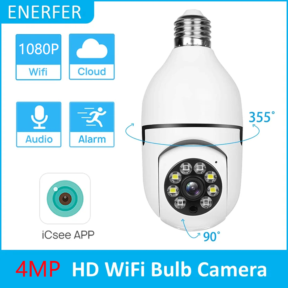 4MP E27 Bulb Camera WiFi Indoo - Home Security Ai ulasan dan harga