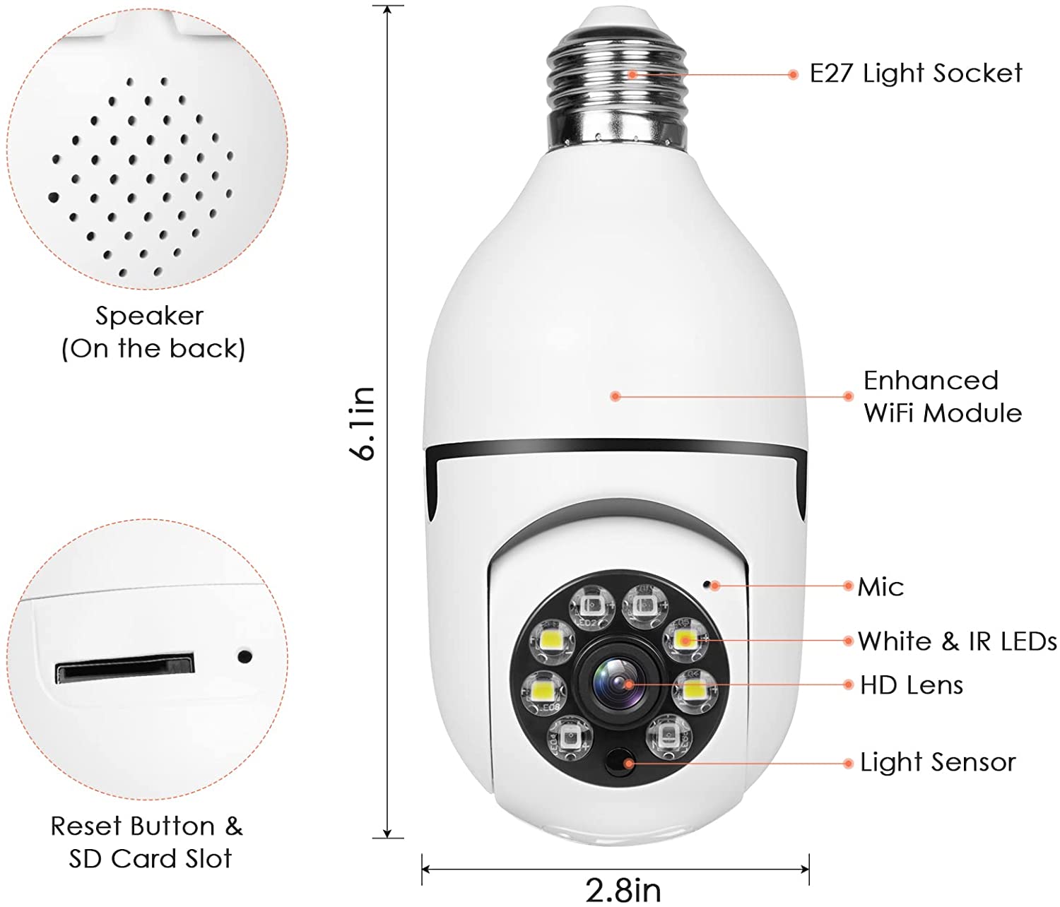 4MP E27 Bulb Camera WiFi Indoo - Home Security Ai ulasan dan harga